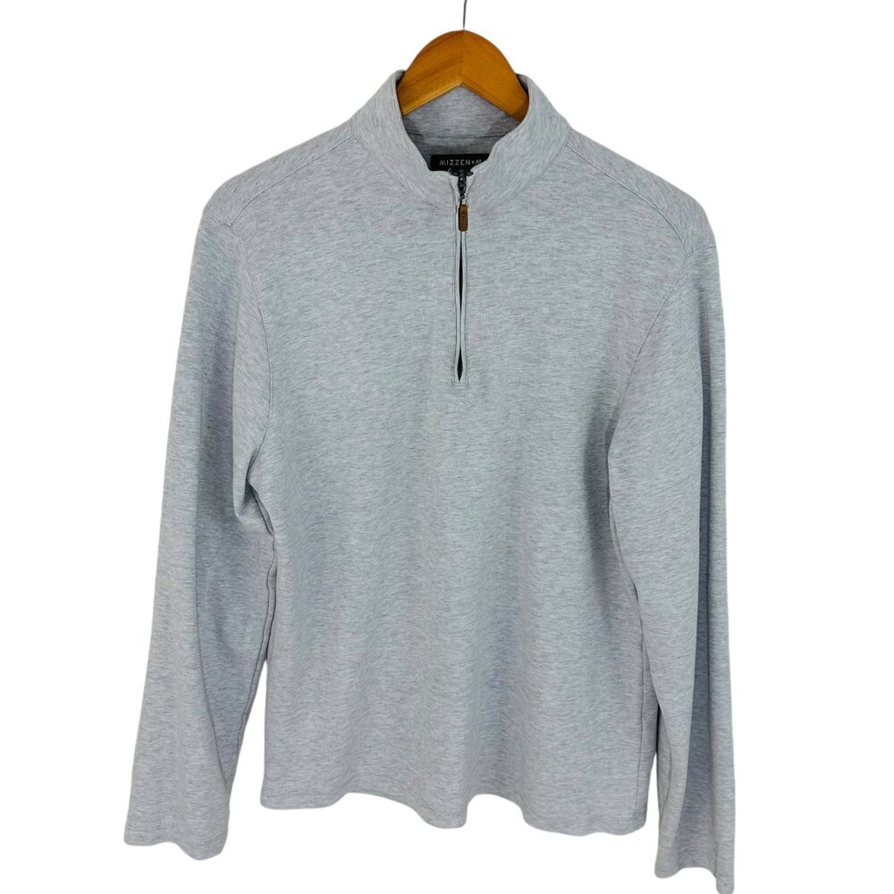 Mizzen + Main Men's Size M 1/4 Zip Mock Neck Heathered Gray Pullover